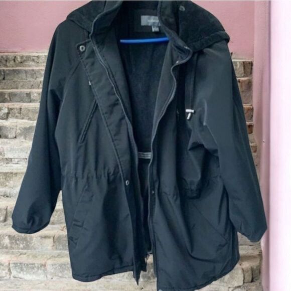 Liz Claiborne Black Heavy Cinch Winter Jacket Size Large - Picture 1 of 16
